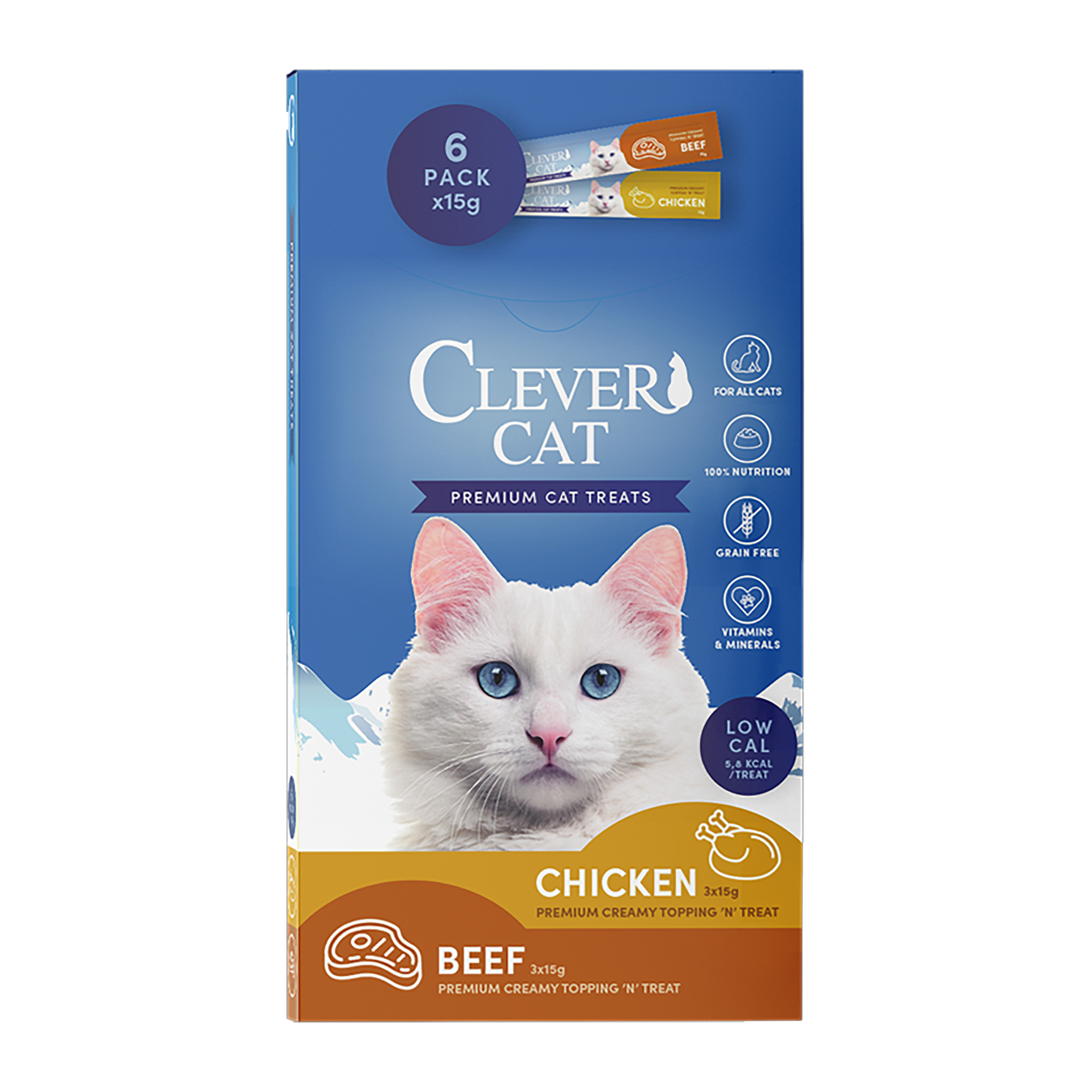 8058_CC_chickenbeef_6Pack_transparant Clever Cat Creamy Cat 6-pack Chicken/Beef - Bilde 1